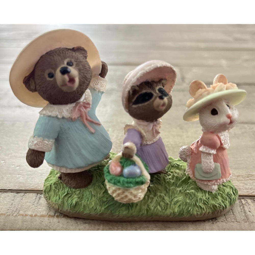 Hallmark 1990 Tender Touches Bear, Raccoon, Bunny, Have an Easter Parade of Fun!
